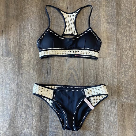 Victoria's Secret Black Cream Crochet Bikini Set - Picture 1 of 7